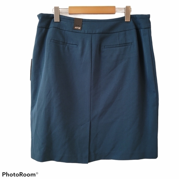 teal A line Med Length Side Zip Lined Skirt  Sz 14 - Picture 7 of 7